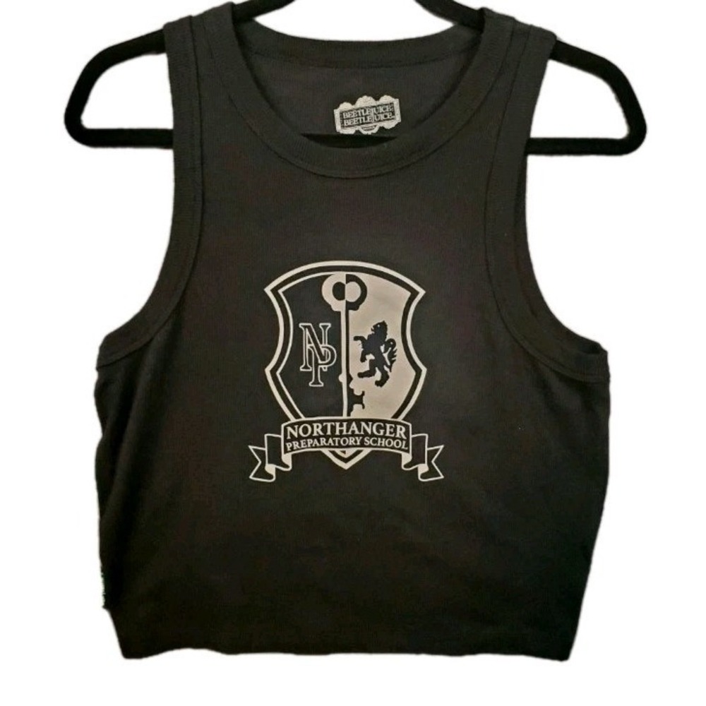 Beetlejuice Astrid Uniform Northanger Prep Graphic Crop Tank Top Women's XL NWOT